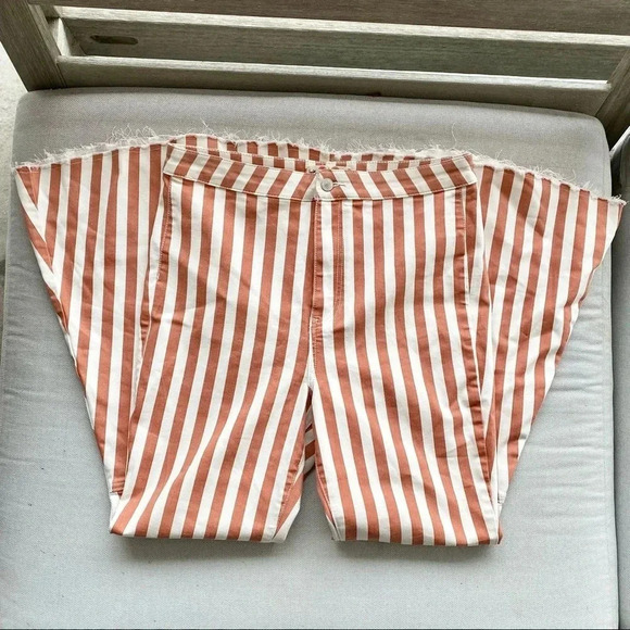 NWT Free People Just Float On Pants Jeans Flare Bell Bottoms Rust Stripe 30 - Picture 5 of 12